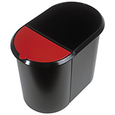 HELIT Duo System afvalbak - 29 liter - Kunststof - Zwart rood - bxlxh 445x280x350 mm