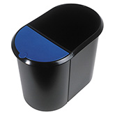 HELIT Duo System afvalbak - 29 liter - Kunststof - Zwart blauw - bxlxh 445x280x350 mm