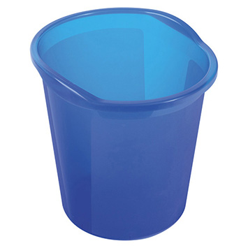 HELIT Afvalbak - 13 liter - Kunststof - Blauw transparant - dxh 280x300 mm