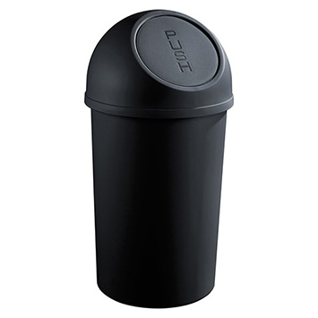 HELIT Afvalbak klapdeksel - 25 liter - Kunststof - Zwart - dxh 315x615 mm