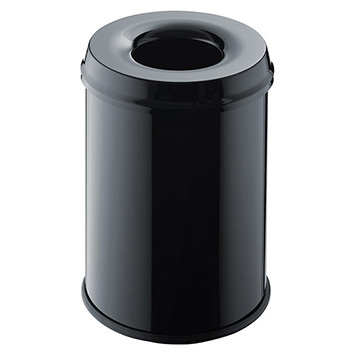 HELIT Metalen safety afvalbak - 15 liter - Metaal - Zwart - dxh 260x335 mm